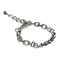 Silver Tone Chain Lobster Clasp Logo Gray Pearls Bracelet