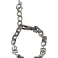 Silver Tone Chain Lobster Clasp Logo Gray Pearls Bracelet