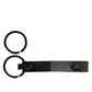 Brown Leather DG Plaque Double Keyring Holder Keychain