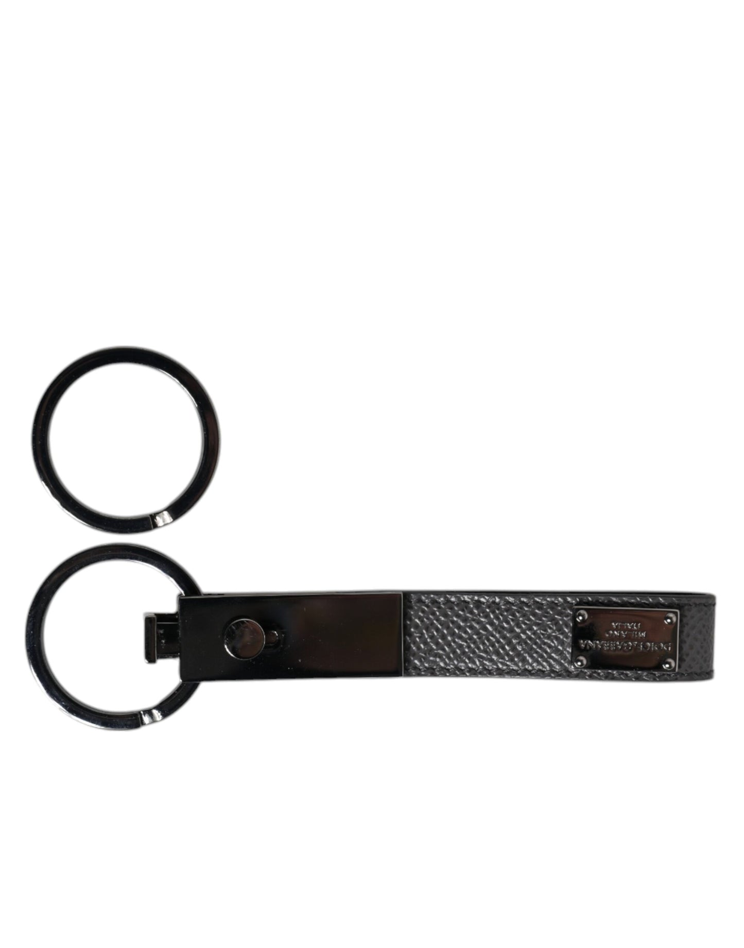 Brown Leather DG Plaque Double Keyring Holder Keychain