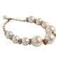 White Maxi Faux Pearl Beads Crystals Gold Chain Necklace
