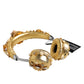 Gold Leather Floral Crystal Angel Headset Headphones