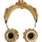 Gold Leather Floral Crystal Angel Headset Headphones