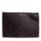 Brown Leather #DGFAMILY Embellished Men Clutch Pouch Bag