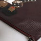 Brown Leather #DGFAMILY Embellished Men Clutch Pouch Bag