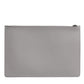 Gray Solid Leather DG Logo Men Clutch Zip Pouch Bag