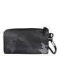 Black Gray Camouflage Logo Plaque Keyring Pouch Bag