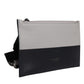 Black White Leather Logo Embossed Crossbody Bag