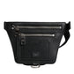 Black Calfskin Logo Plaque Belt Waist Men Fanny Pack Bag