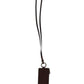 Brown Calf Leather Lanyard Logo Card Holder Wallet