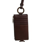 Brown Calf Leather Lanyard Logo Card Holder Wallet