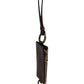 Brown Calf Leather Lanyard Logo Card Holder Wallet
