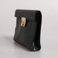 Black Leather Logo Plaque Document Briefcase Bag