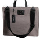 Grey Alpaca Wool Logo Plaque Tote Shoulder Bag