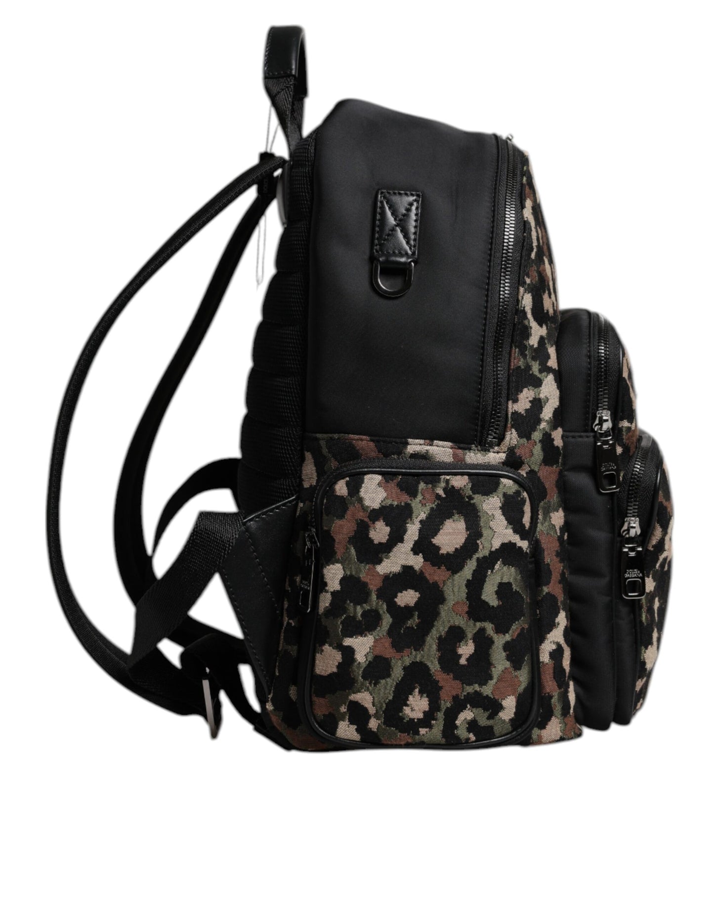Multicolor Leopard Print DG Logo Plaque Men Backpack Bag