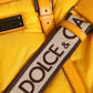 Yellow Orange Nylon Logo Plaque Hand Shoulder Duffle Bag