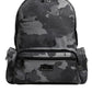 Gray Cotton Camouflage Logo Plaque Backpack Bag
