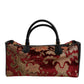 Multicolor Leather Brocade Velvet Travel Duffle Tote Bag