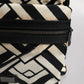 Black White Nylon Leather Travel Back Pack Bag
