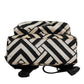 Black White Nylon Leather Travel Back Pack Bag