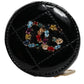 Black Lamb Leather DG Crystal Round Coin Purse Wallet