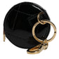 Black Lamb Leather DG Crystal Round Coin Purse Wallet