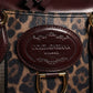 Brown Leopard Leather Shoulder Strap Duffle Bag