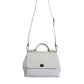 White Rafia Leather Top Handle Crossbody Bag