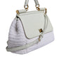 White Rafia Leather Top Handle Crossbody Bag