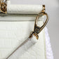 White Rafia Leather Top Handle Crossbody Bag