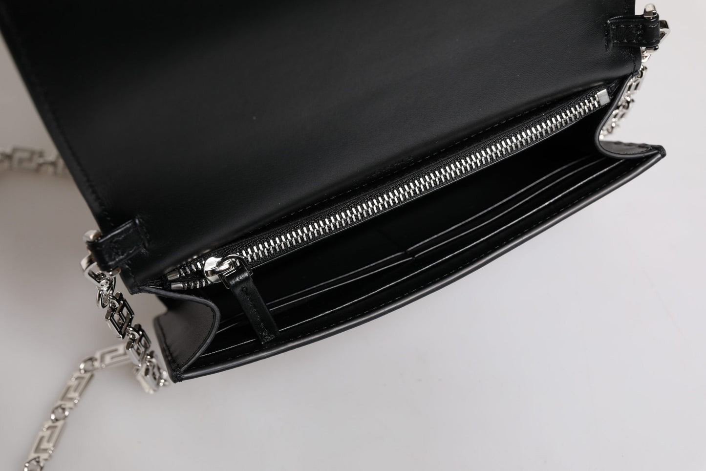 Black Calfskin Leather Chain Strap Shoulder Crossbody Bag