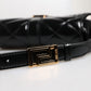 Black Calf Leather Quilted Shoulder Strap Bag