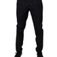 Dark Blue Cotton Tapered Formal Pants