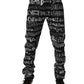 Black Cotton Logo Print Straight Denim Jeans