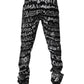 Black Cotton Logo Print Straight Denim Jeans