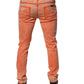 Orange Tie Dye Cotton Skinny Men Denim Jeans