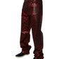 Red Leopard Cotton Straight Men Denim Jeans