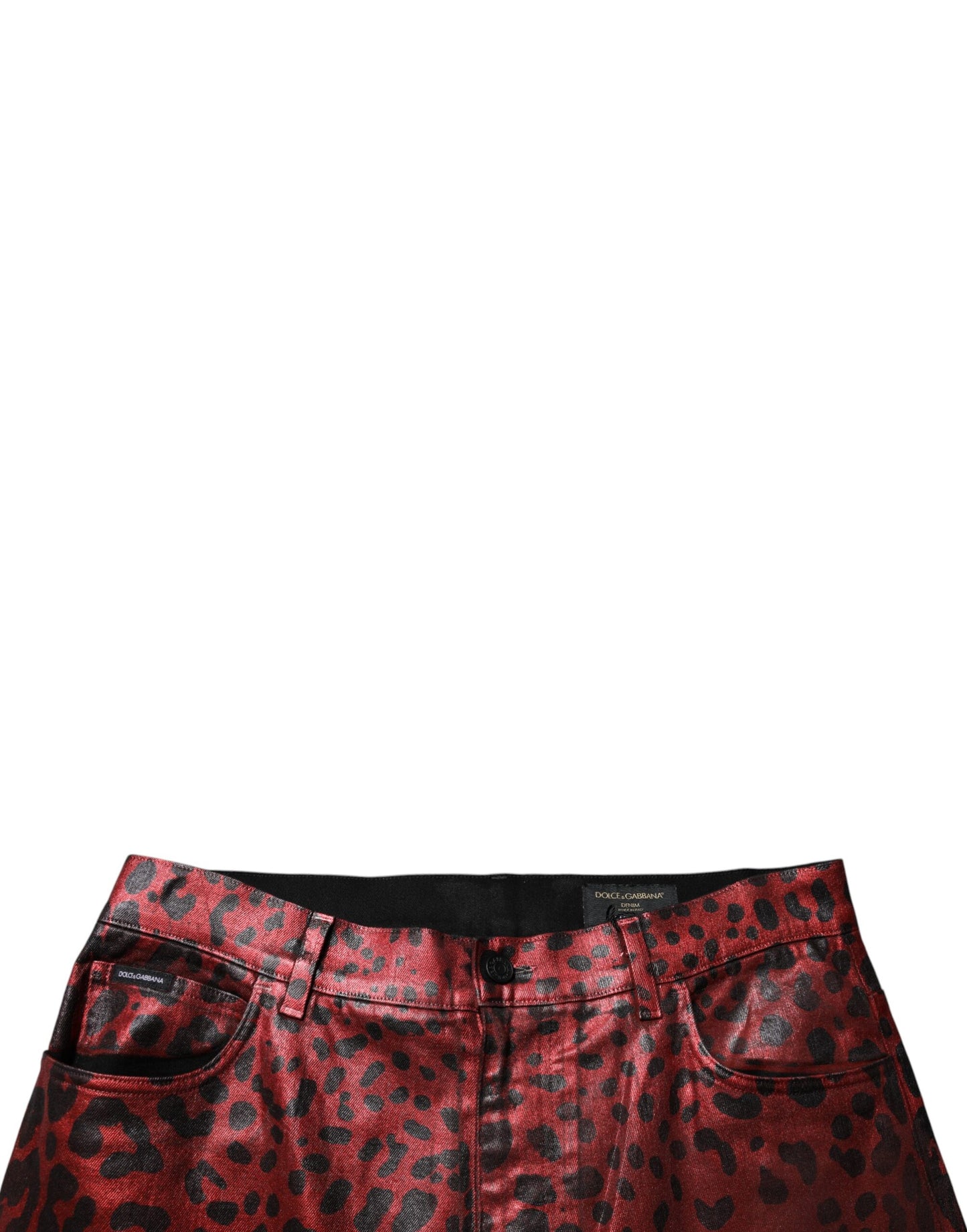 Red Leopard Cotton Straight Men Denim Jeans