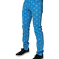 Blue Logo Monogram Cotton Skinny Denim Jeans