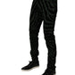 Black Green Stripes Cotton Skinny Denim Jeans