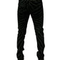 Black Green Stripes Cotton Skinny Denim Jeans