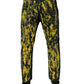 Black Yellow Tie Dye Tattered Skinny Men Denim Jeans