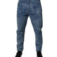 Blue Tie Dye Cotton Skinny Men Denim Jeans