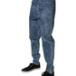 Blue Tie Dye Cotton Skinny Men Denim Jeans