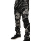 Black Tie Dye Cotton Skinny Zip Denim Jeans