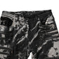 Black Tie Dye Cotton Skinny Zip Denim Jeans