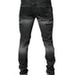 Dark Gray Tattered Cotton Skinny Denim Jeans