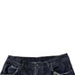 Dark Blue Tattered Wide Leg Men Denim Jeans