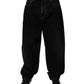 Black Cotton Mid Waist Wide Leg Denim Jeans