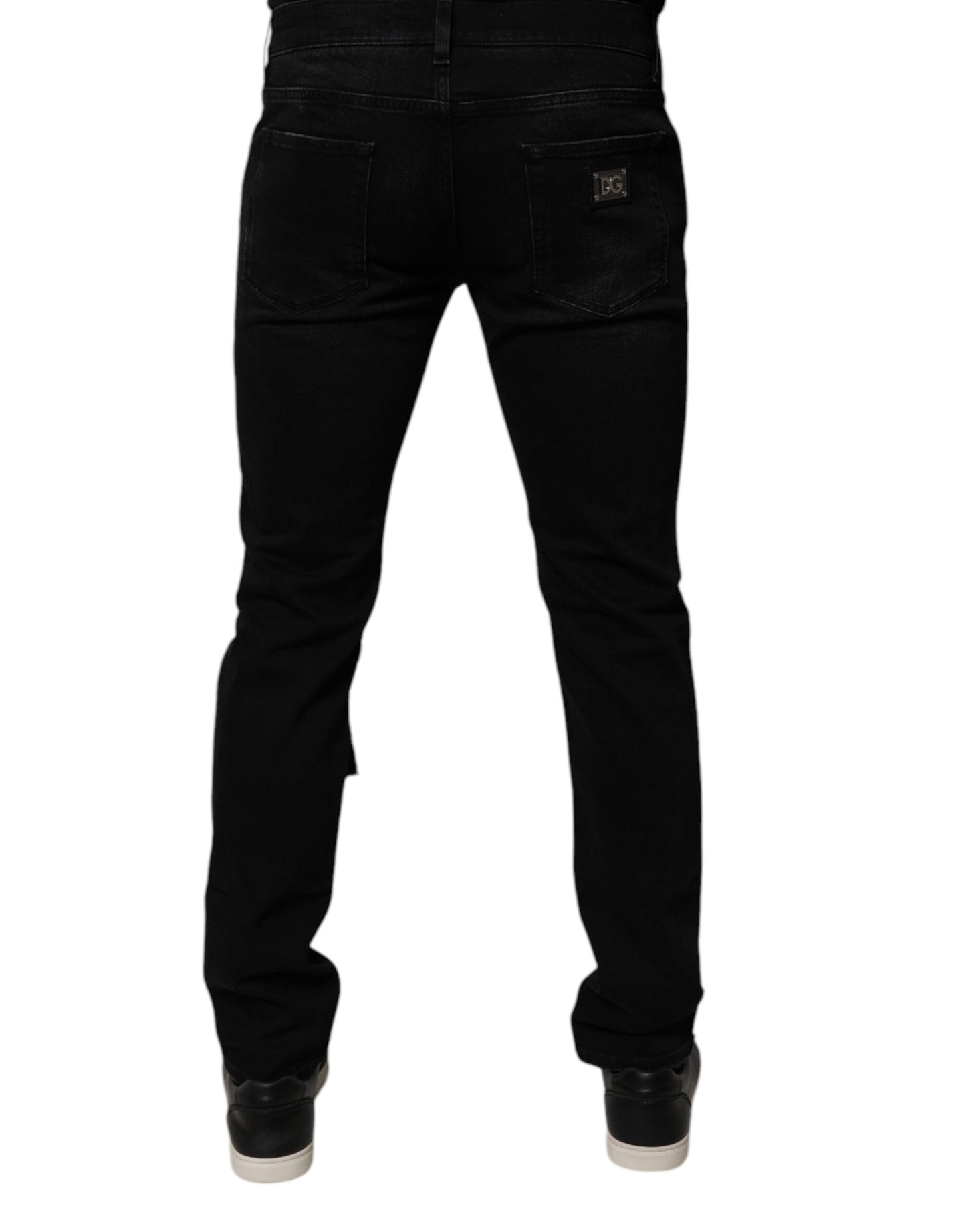 Black Ripped Cotton Skinny Men Denim Jeans